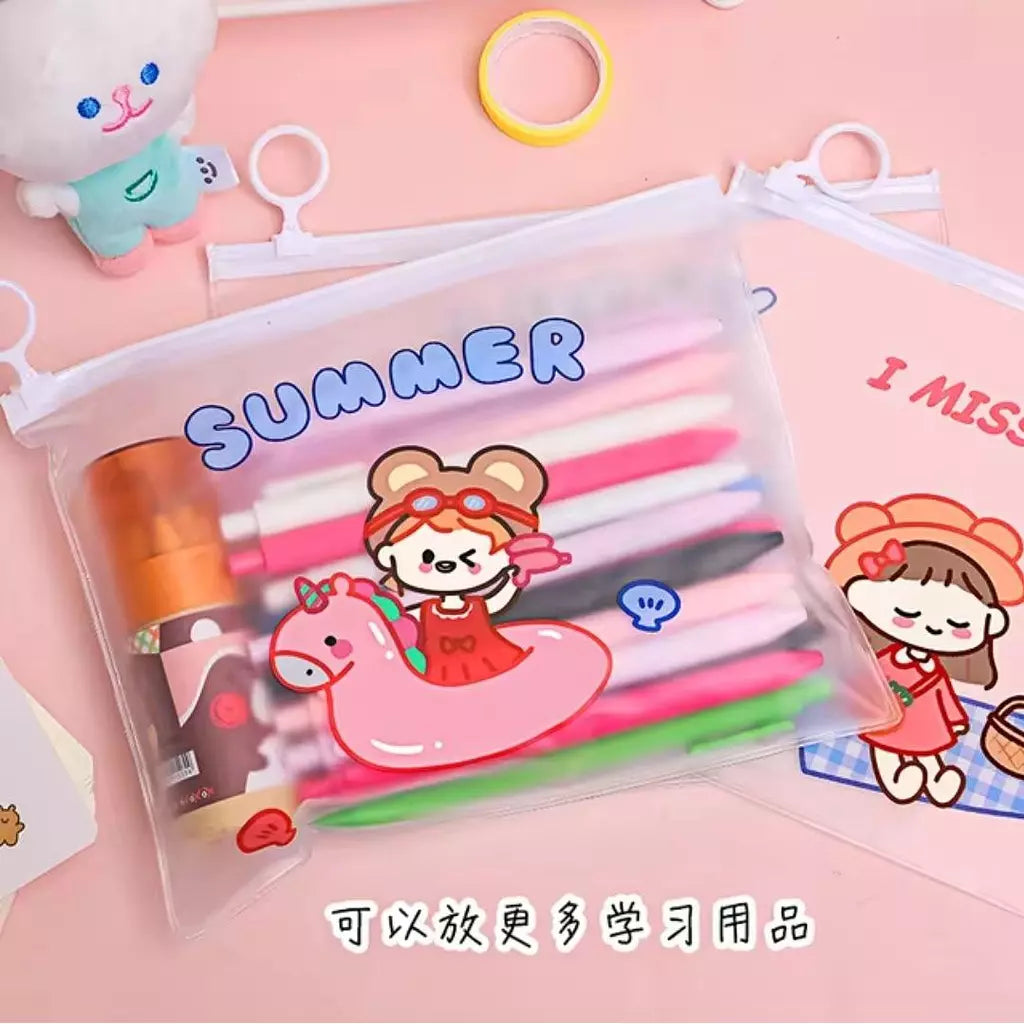 Summer Girl A5 Transparent Zipper Pouch