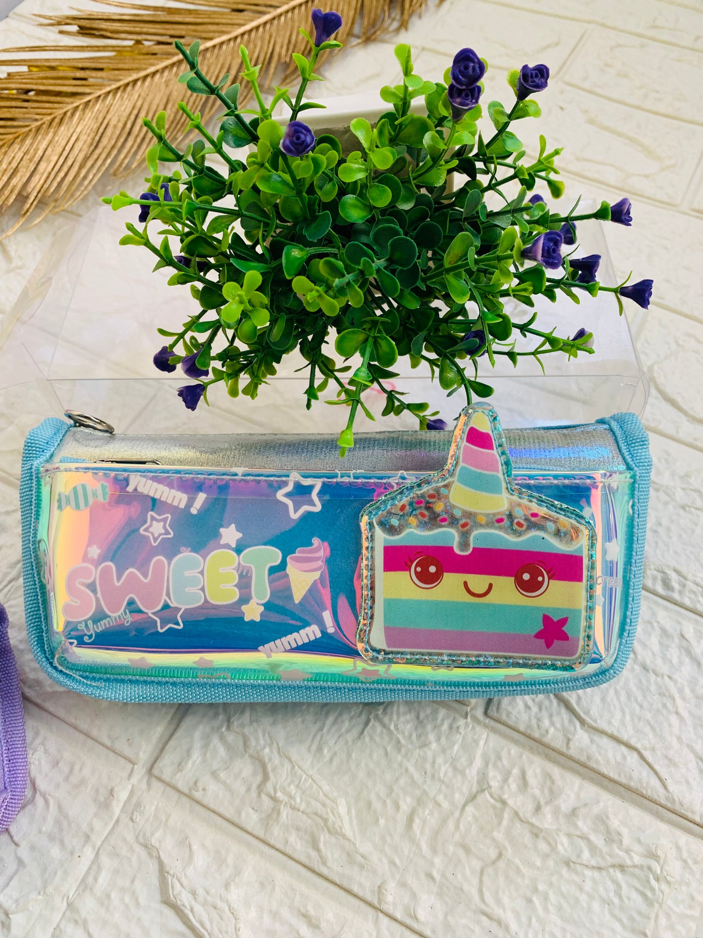 Sweet Unicorn Holographic Double Zipper Pouch