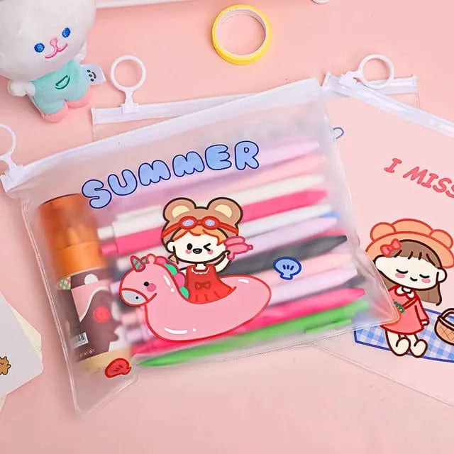 Summer Girl A5 Transparent Zipper Pouch