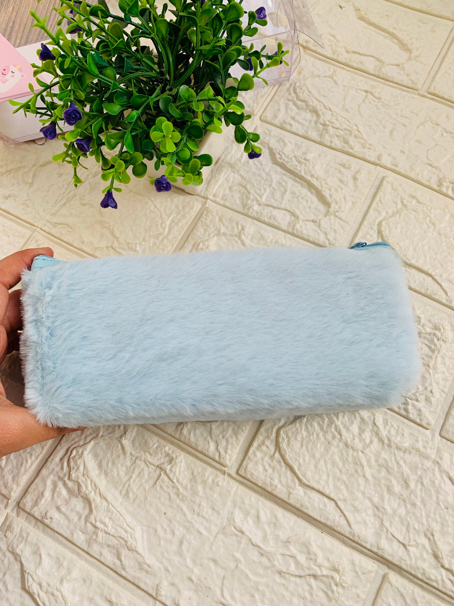 Unicorn Holographic Moving Water Fur Pouch