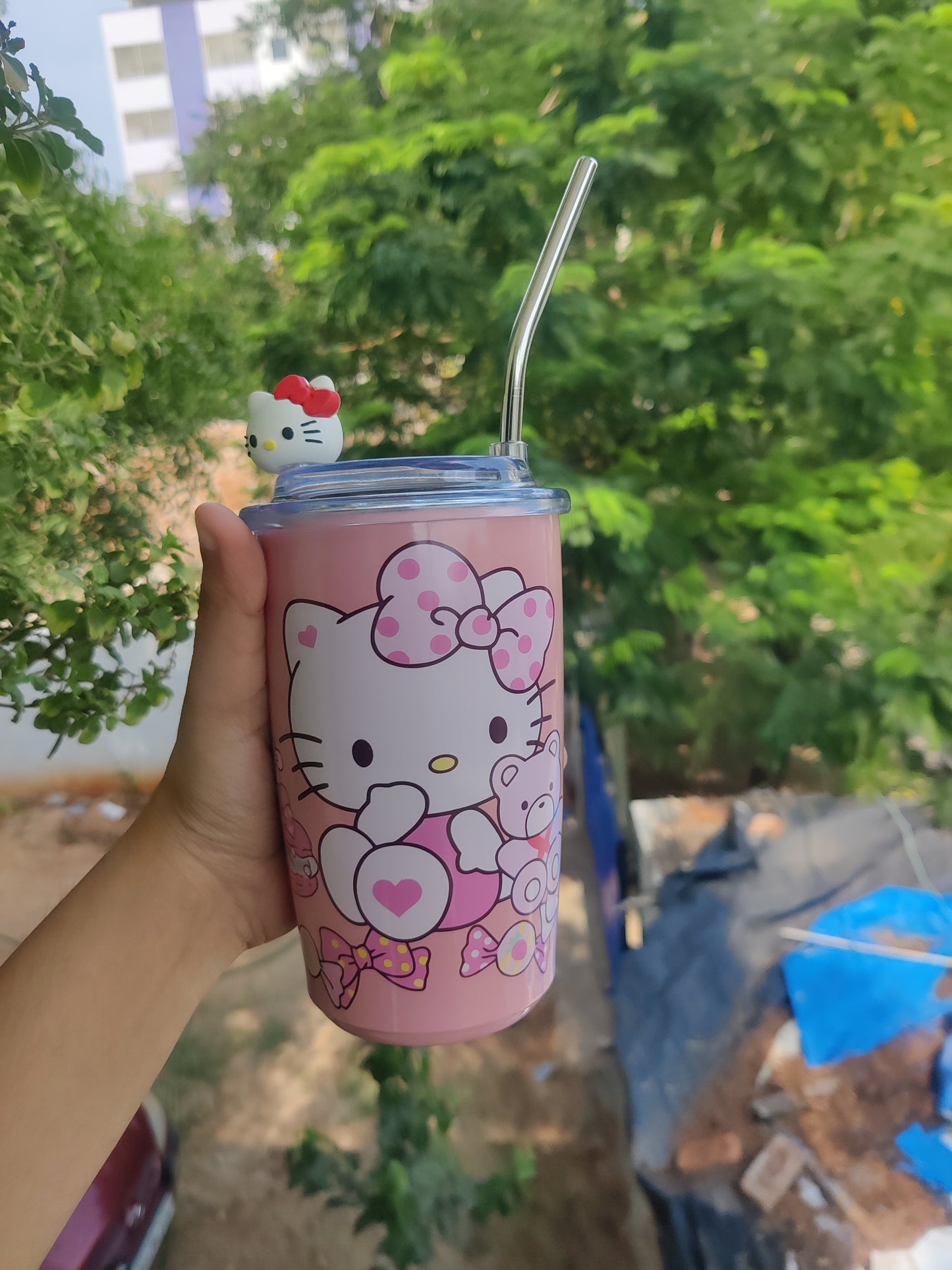 Insulated Steel Kawaii Mugs with steel straw