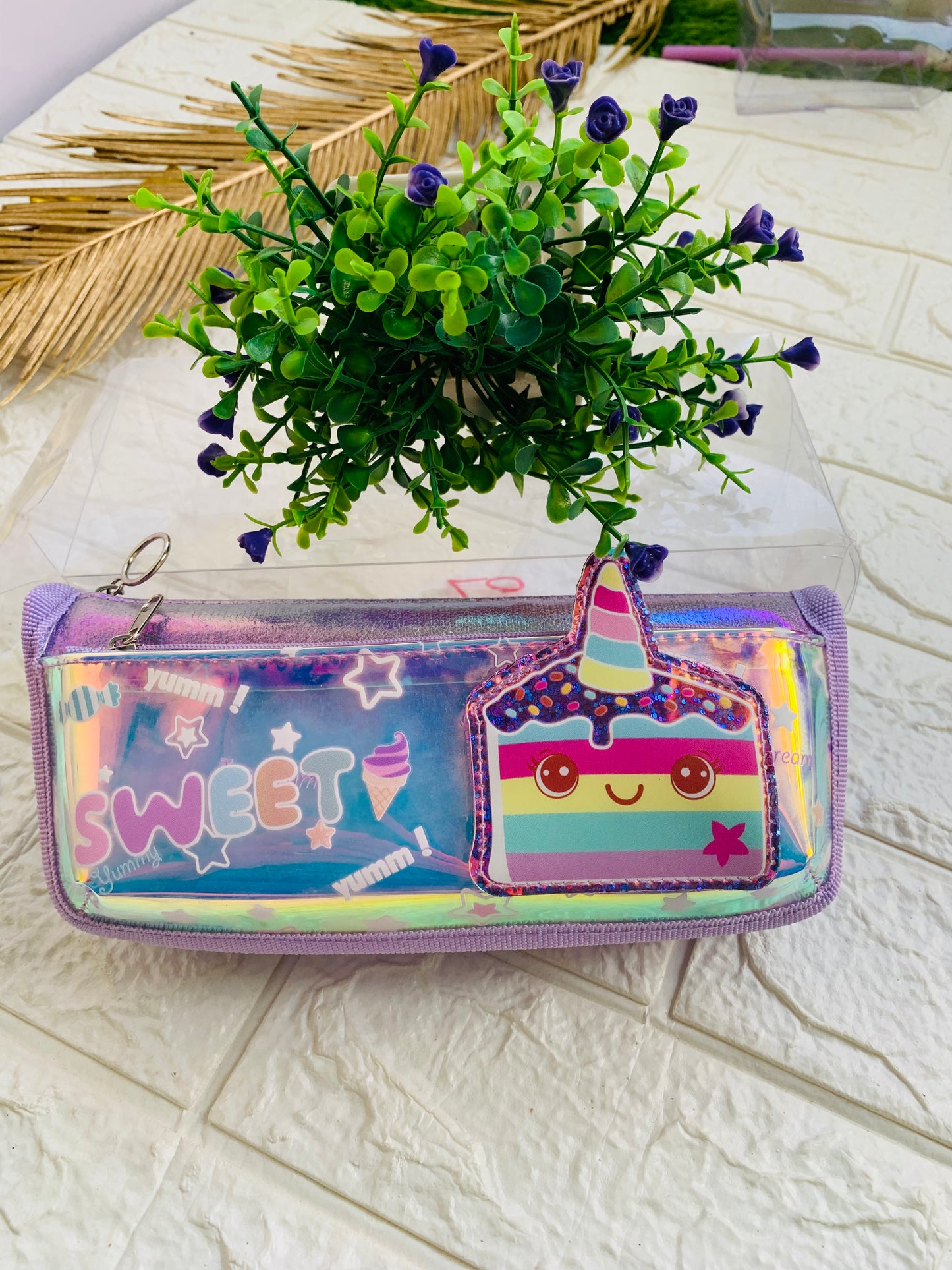 Sweet Unicorn Holographic Double Zipper Pouch