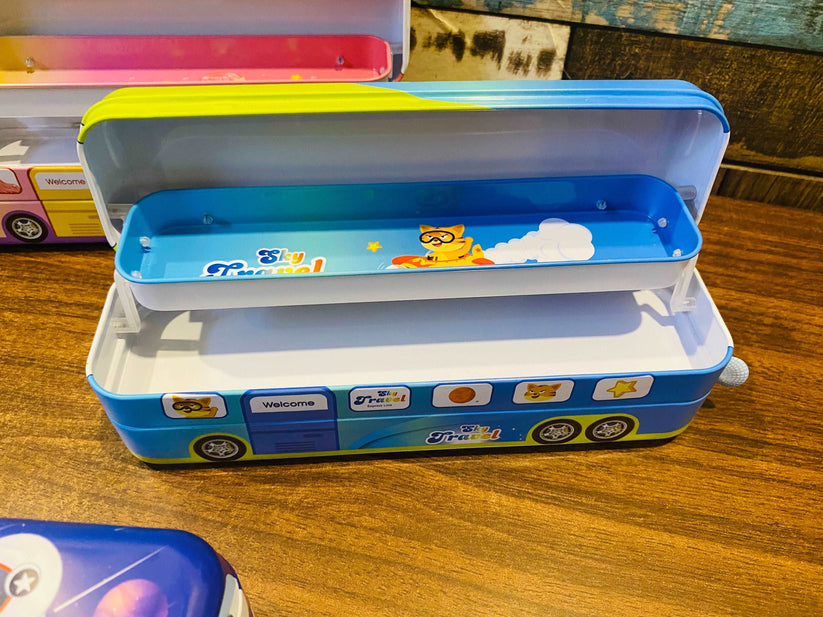Bus pencil case with Pull thread