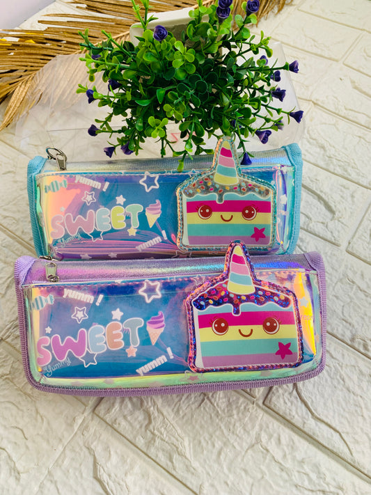 Sweet Unicorn Holographic Double Zipper Pouch