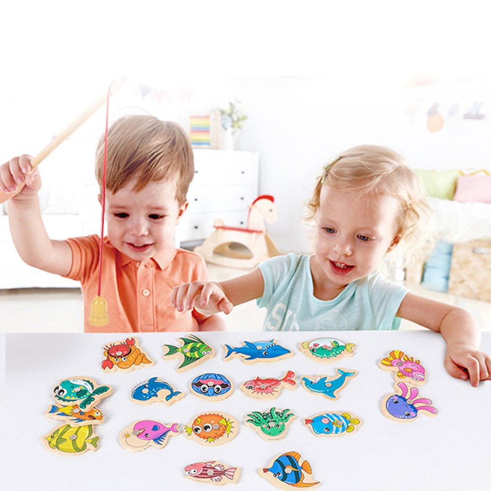 Wooden Fishing Game( 15 fishes)