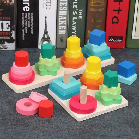 Wooden Geometrical Shape and Color Sorter