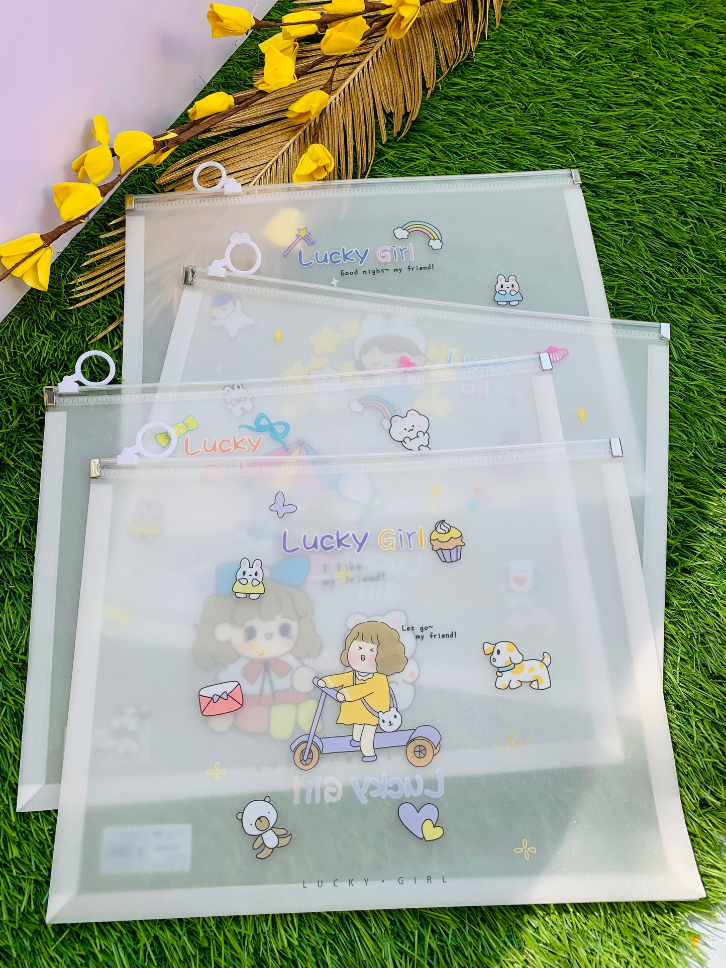 Lucky Girl Shining A4 Transparent Pouch
