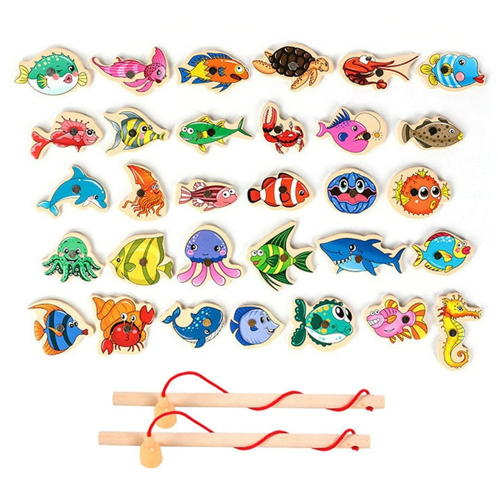 Wooden Fishing Game( 15 fishes)
