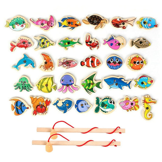 Wooden Fishing Game( 15 fishes)