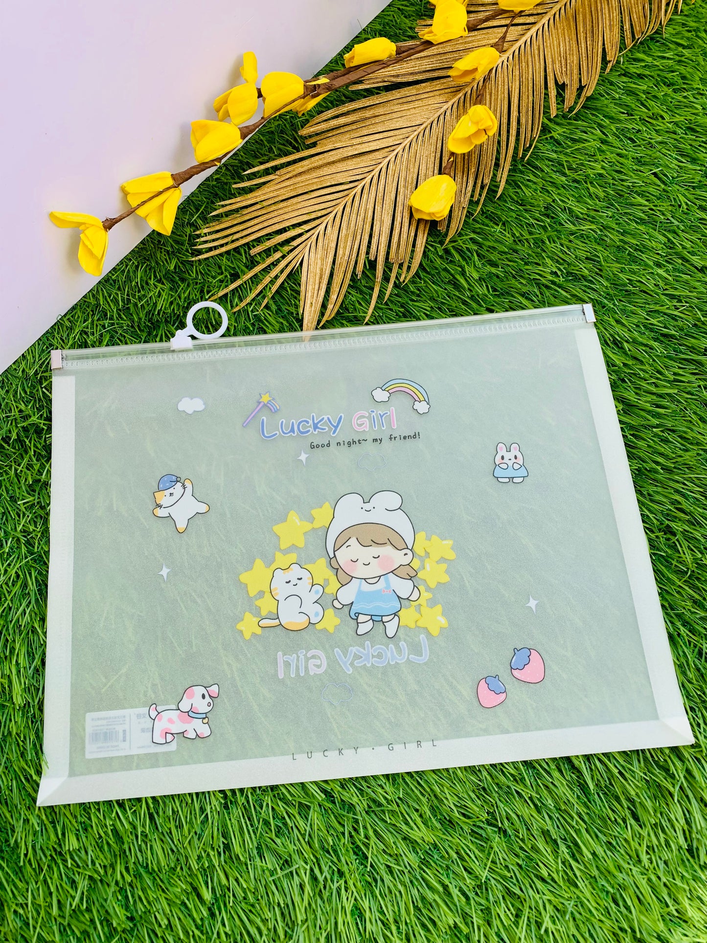 Lucky Girl Shining A4 Transparent Pouch
