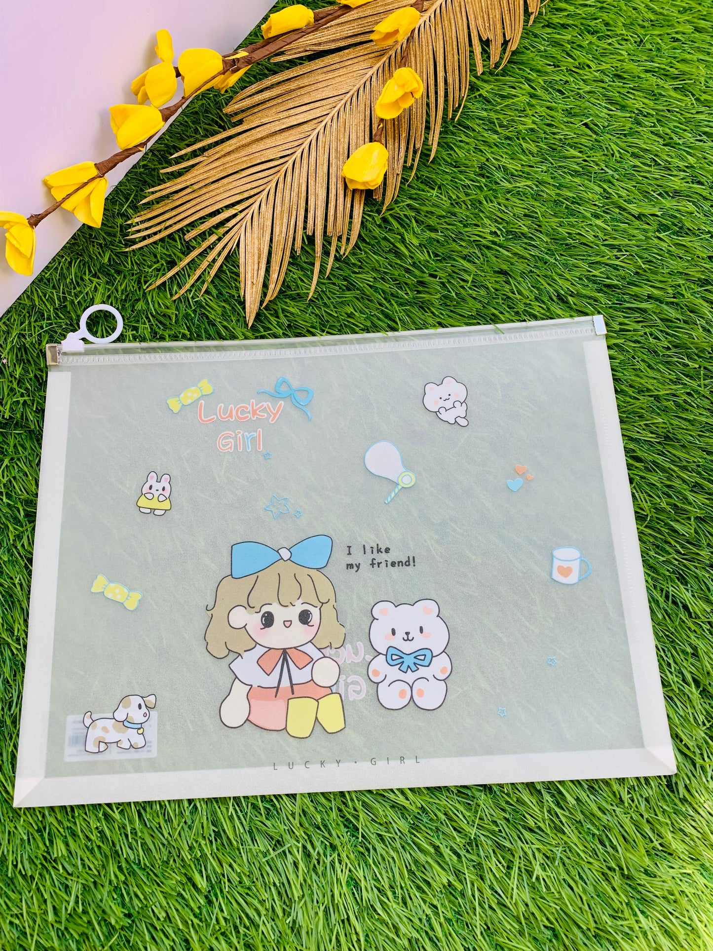 Lucky Girl Shining A4 Transparent Pouch