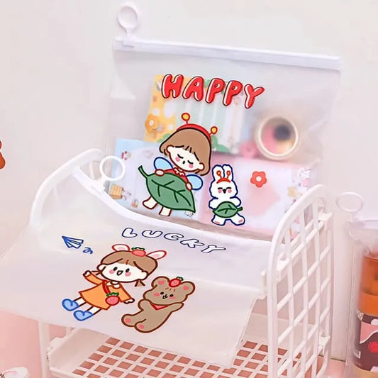 Happy Girl A5 Transparent Zipper Pouch